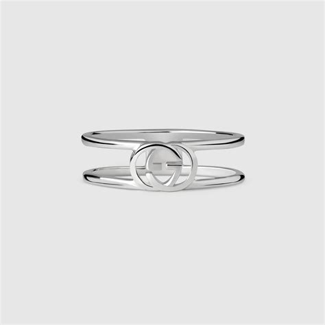 Gucci Interlocking thin open band in 925 sterling silver 